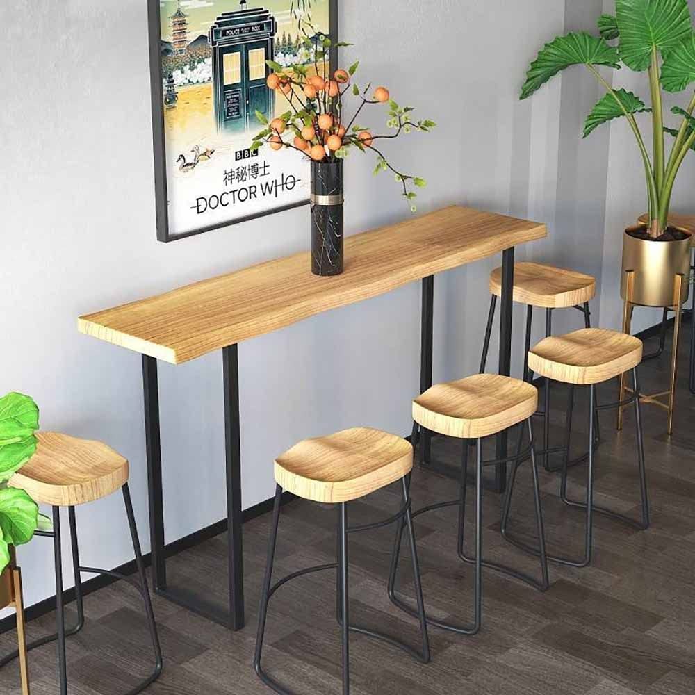 ソリッドウッド バースツール 背もたれなし ハイチェア 足置きあり アイアン カウンタースツール カウ..