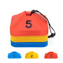 マーカーコーン 数字付き トレーニングコーン カラー ディスクコーン 3色15枚 サッカー 野球 フットサル用品 ドリブルマーカー テニス