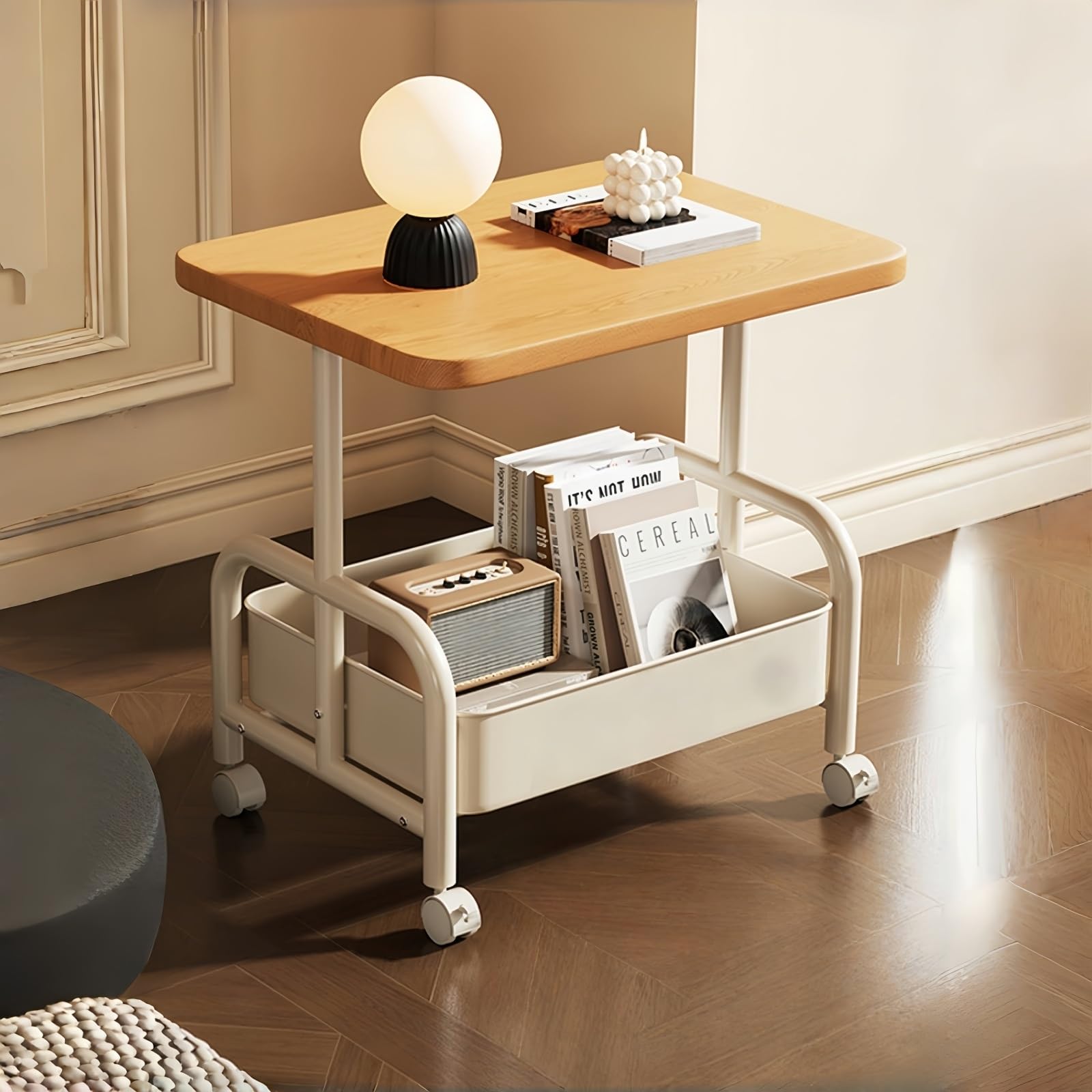 ティー テーブル 収納 トロリーソファサイドテーブル 3段 キッチン ワゴン 360°回転 キャスター付き で..