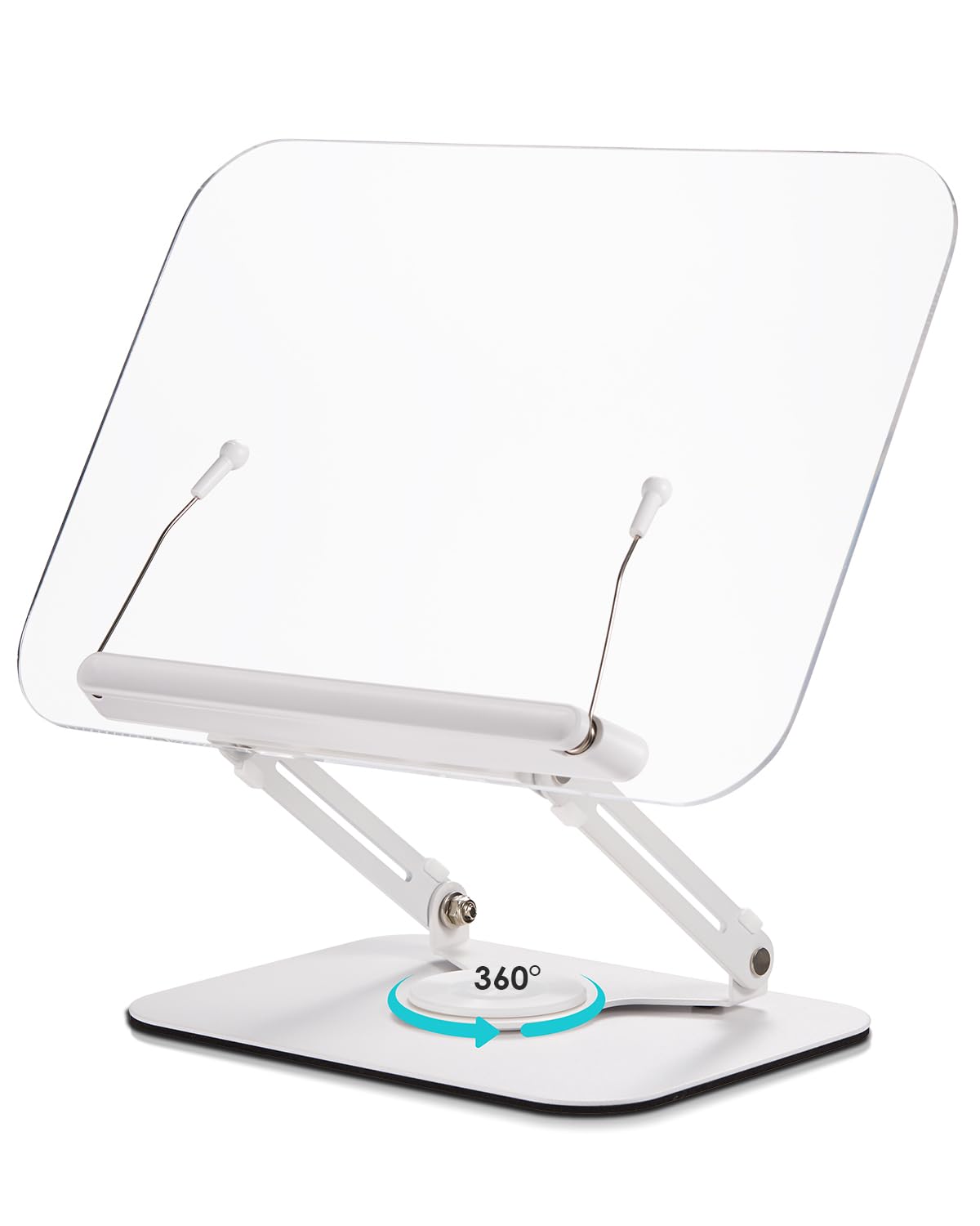 アクリル製ブックスタンド 書見台 読書用、料理本ホルダー、筆記台 本立て、高さと角度調整可能、360°..