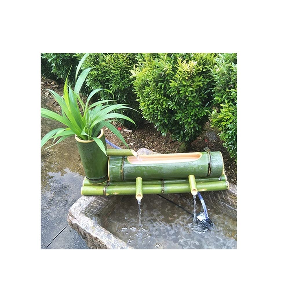 手作りの竹の噴水 水槽 循環水機能噴水の壁掛けの噴水は 竹の風水噴水屋外日本庭園機能スパウトとポンプ庭の装飾 (サイズ : 45cm+4w)