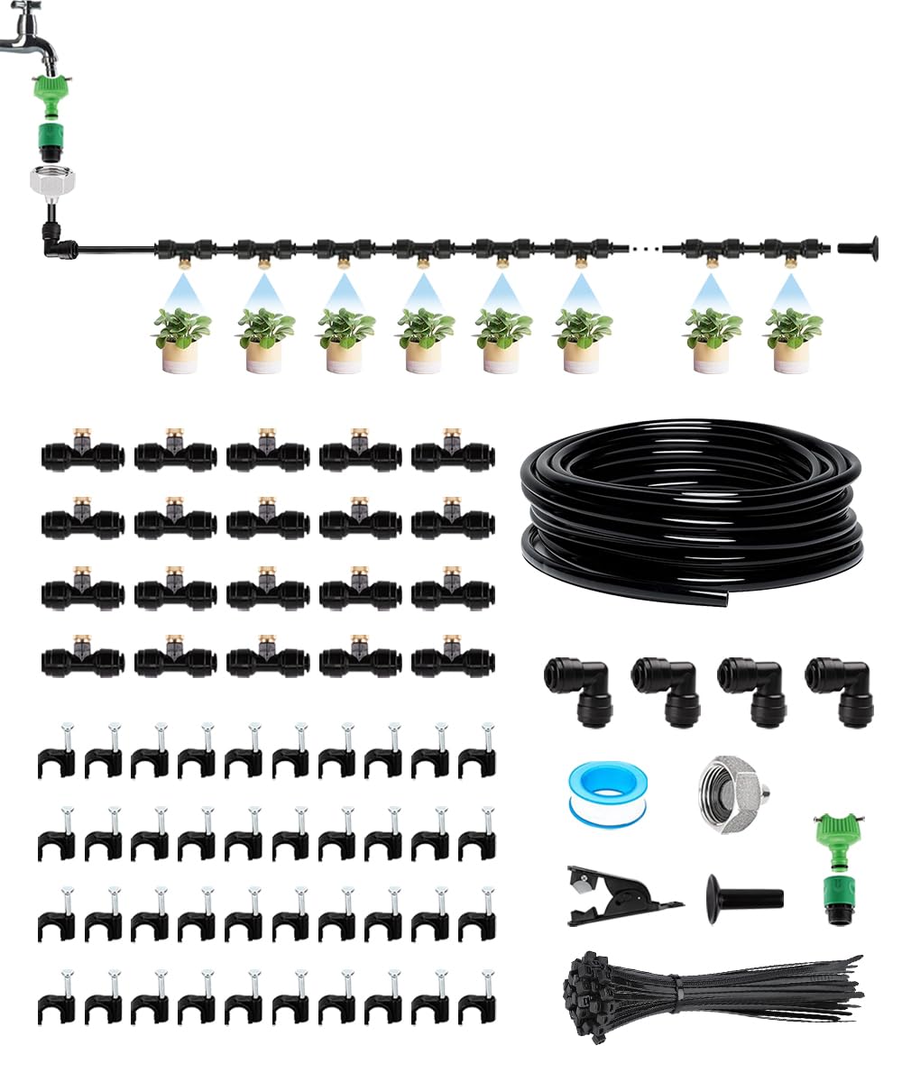 ミストシャワー 屋外 直角アダプター付き 自動散水セット ホース 灌漑システム 噴霧ノズル 散水ノズル ..