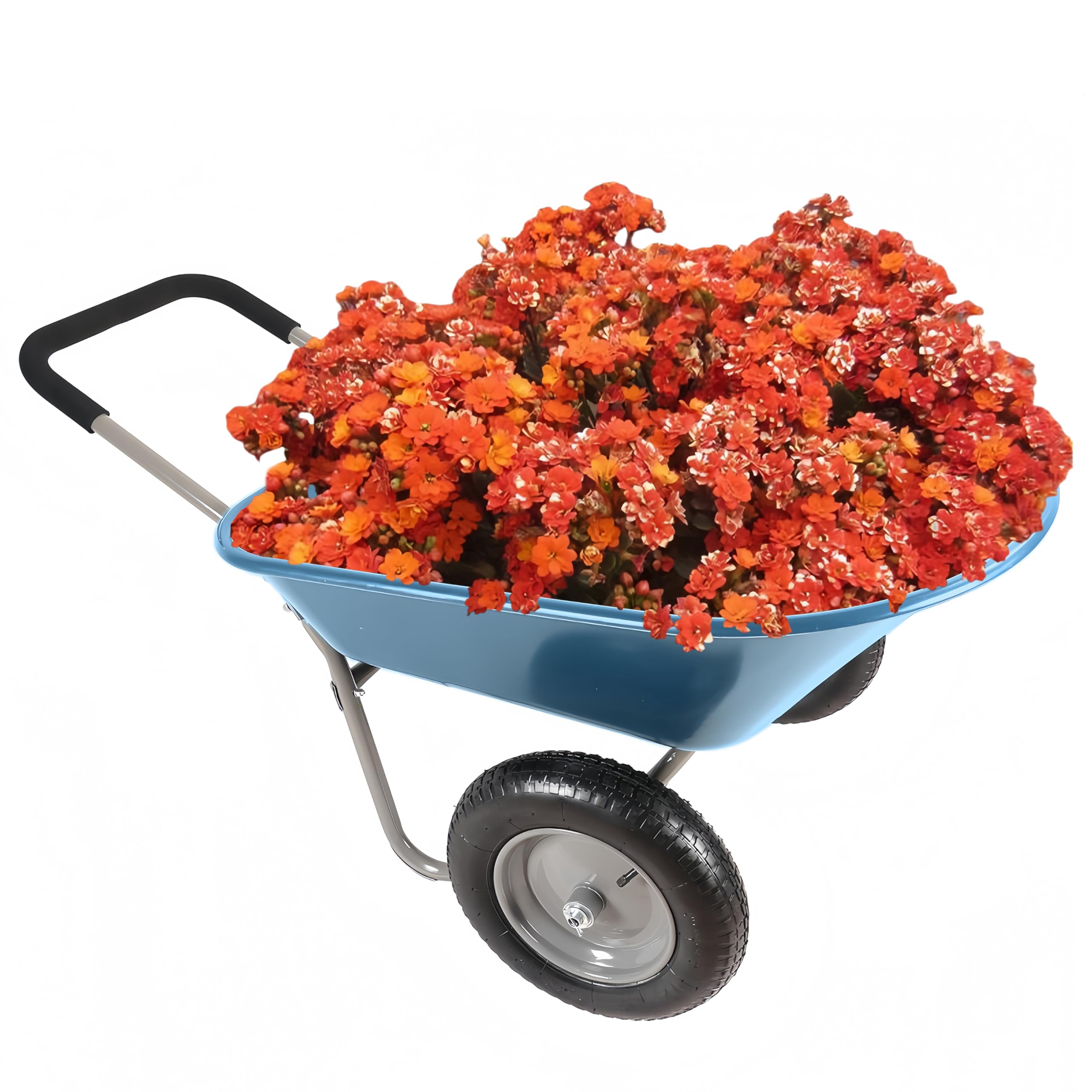 ガーデン2輪車 安定性 高耐久 大容量 手押し車 グリーン78 L 芝生カート 園芸カート 運搬用 約幅72x奥行147x高さ66cm 園芸 屋