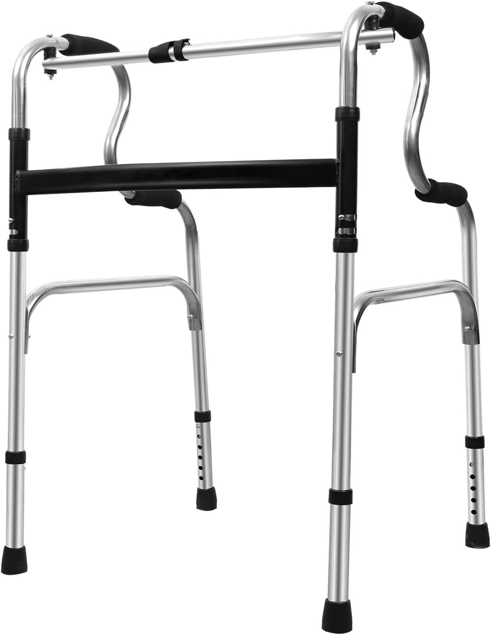 折りたたみ式歩行器 介護直立型歩行補助器 高齢者固定式歩行器 交互固定2way式 高さ6段調節 ステンレス..