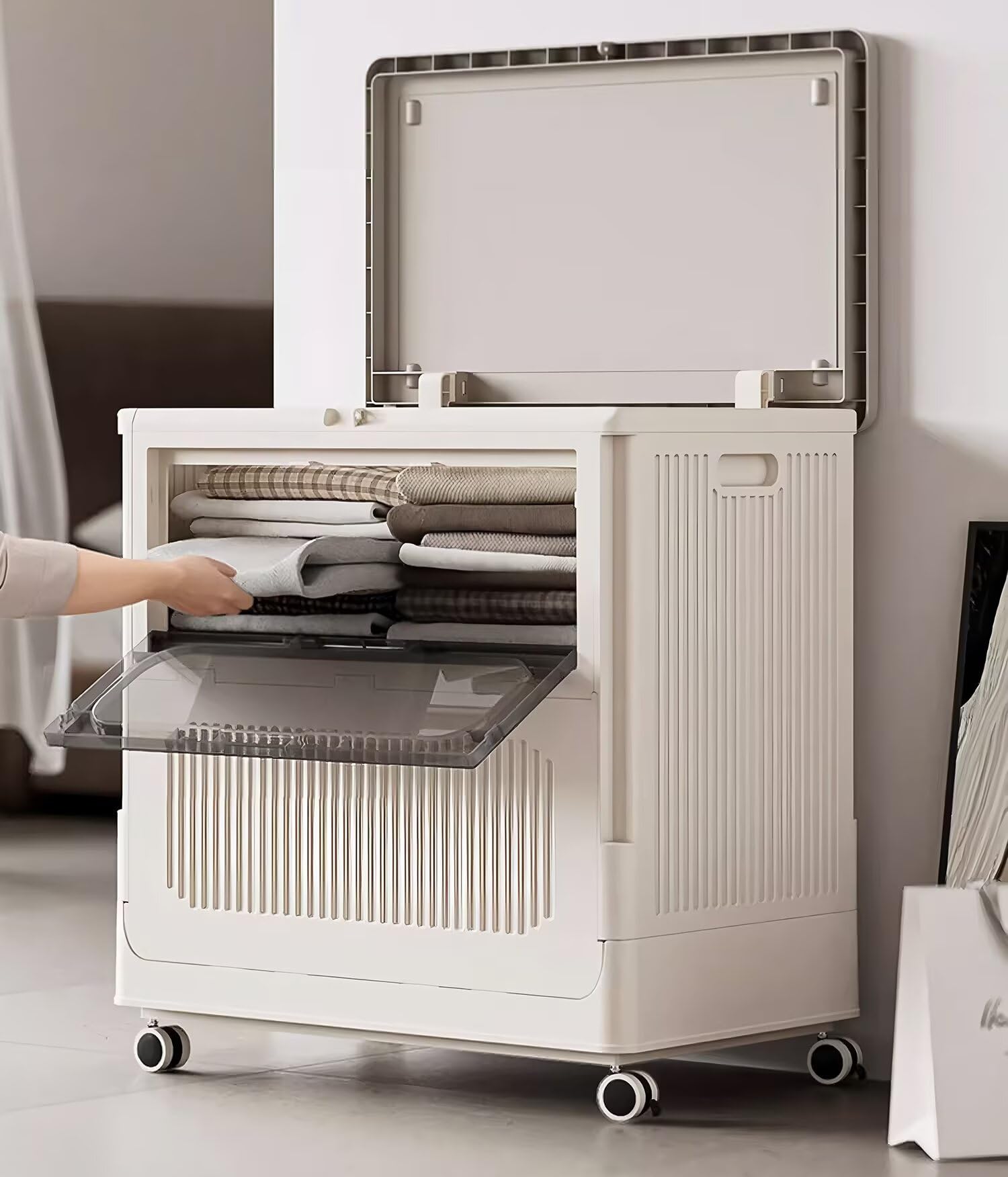 【収納ボックス 折りたたみ】蓋付き 两方向から取り出せる 収納ケース おもちゃ 衣類 布団 小物 収納 折り畳み コンテナ ボックス 大型