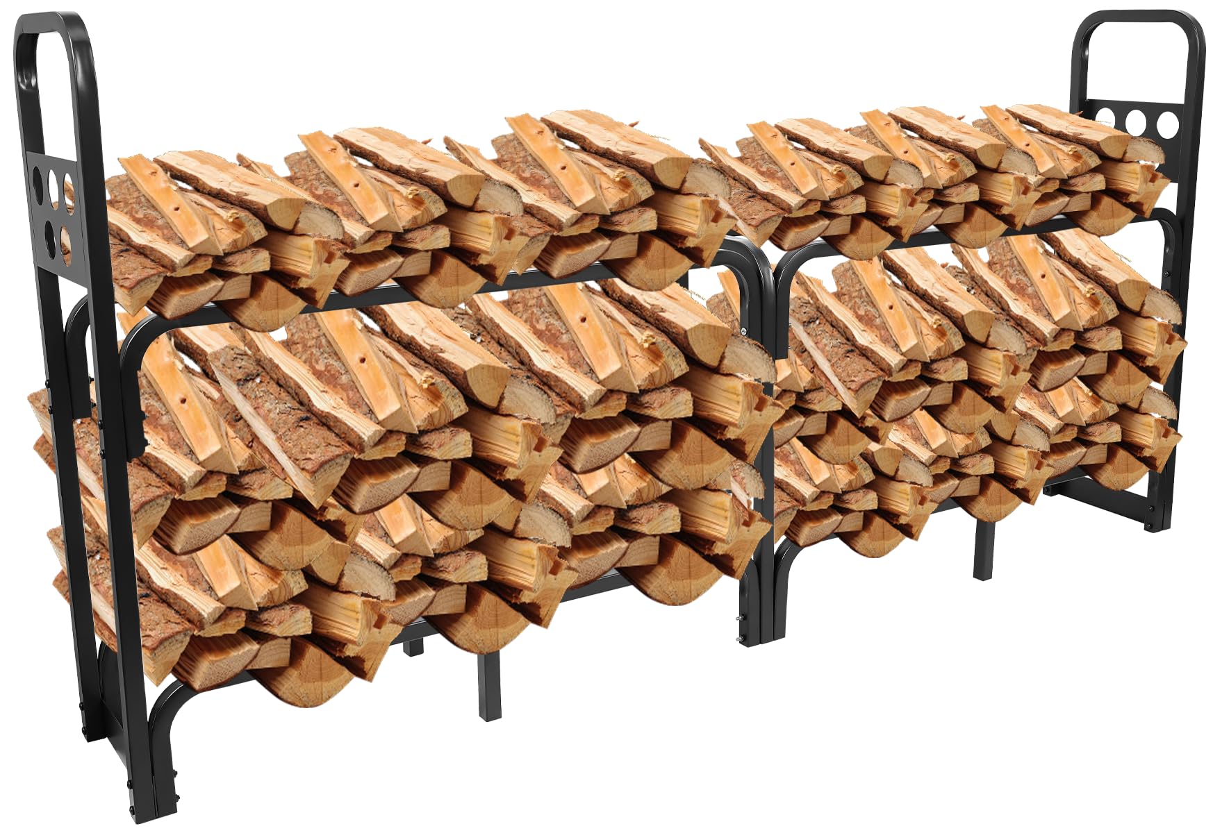 薪ラック 薪置き棚 スチール製 耐荷重1200kg 二段式 奥行30x幅200x高さ100cm 大型 ログラック 4つの組..