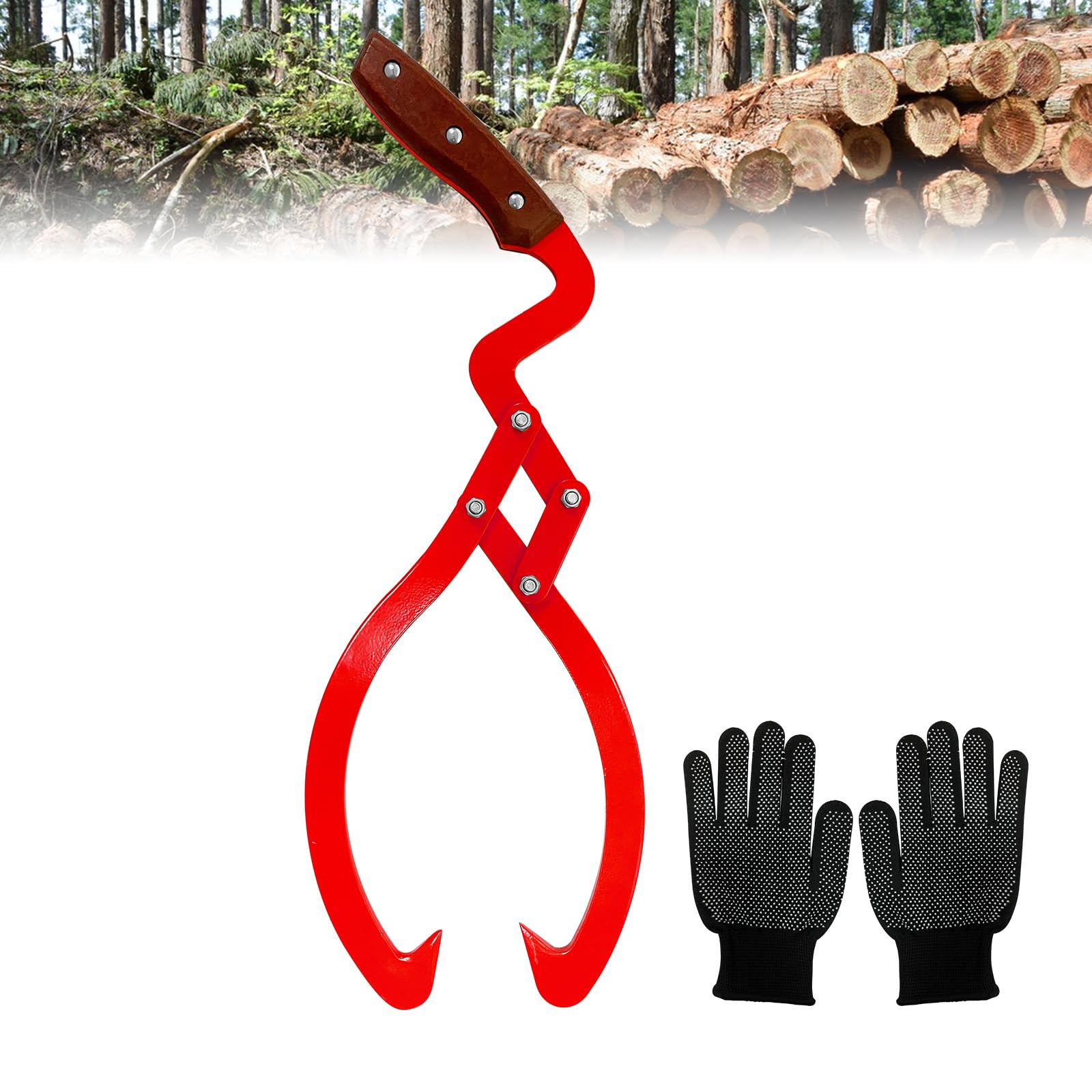 丸太トング ログリフティング 30cm 200kg スキッドトング ハンドリング 薪 林業道具 木製の爪薪トング
