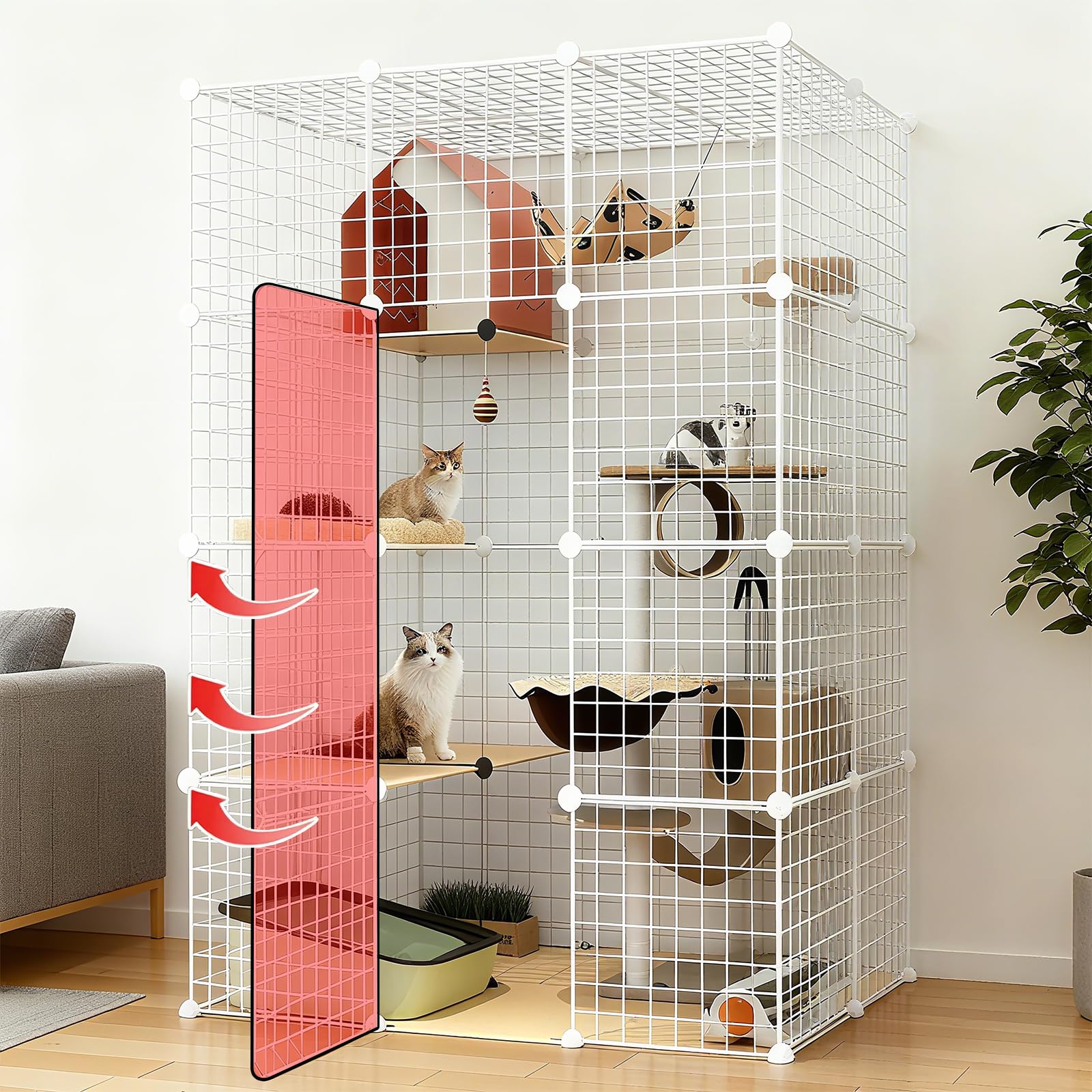 猫ケージ 大型 3列4段2排 多頭飼い キャットケージ 広い 組立簡単 自由 室内飼い DIYコンビネーション ..