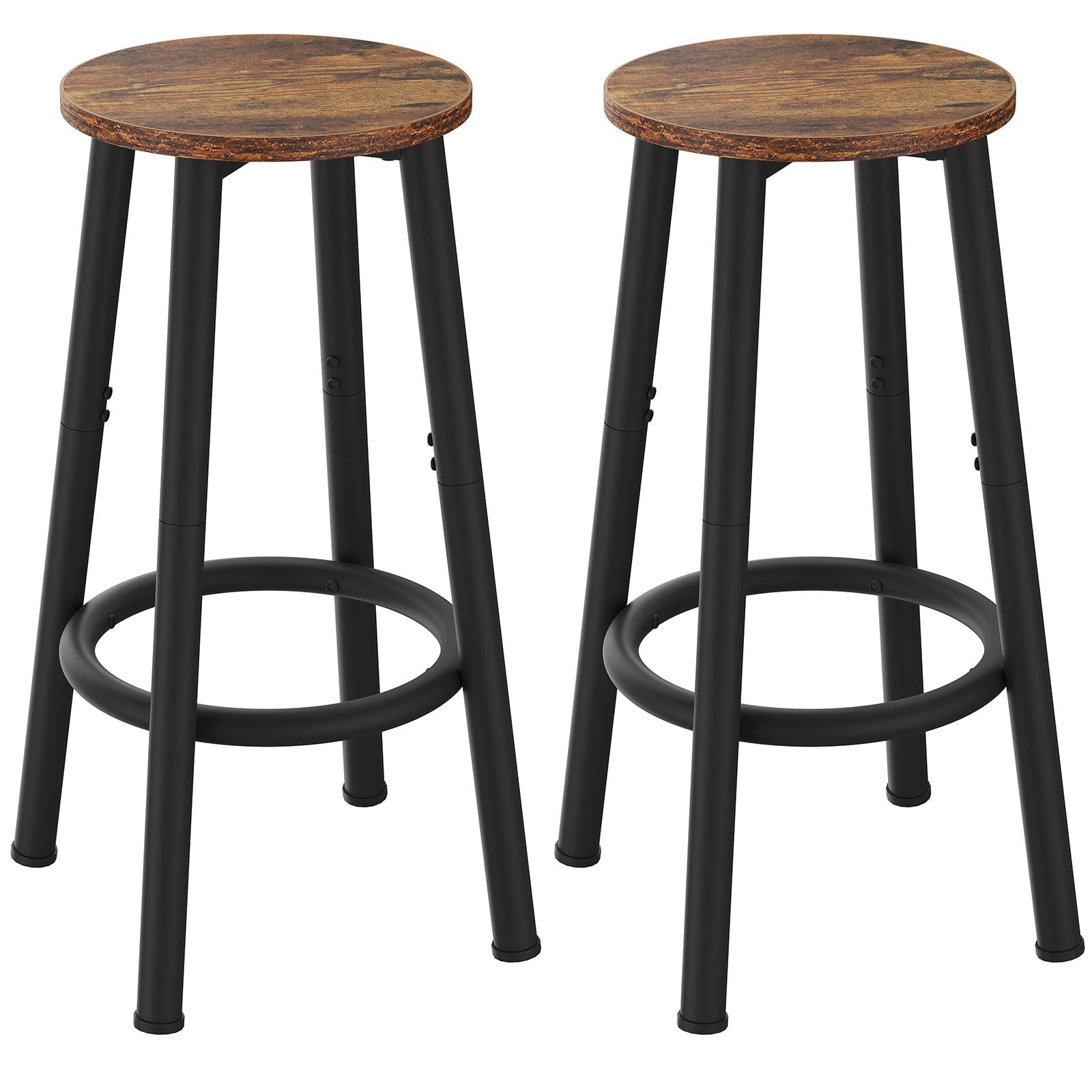 バースツール2脚セット、フットレスト付きキッチンスツール、ブレックファストバースツール、ラウンド..