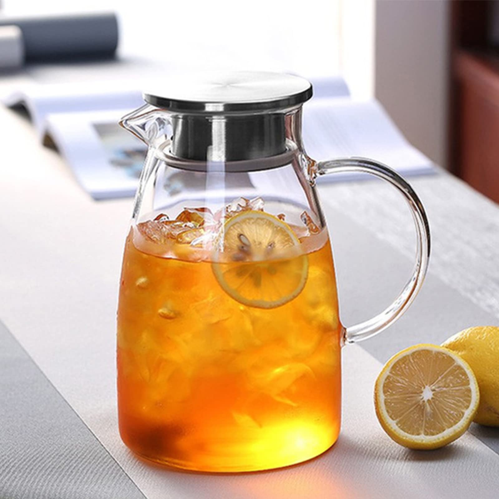 ガラスポット ティーポット 直火 耐熱ガラス 1.5リットル テンレス 茶こし一体型蓋