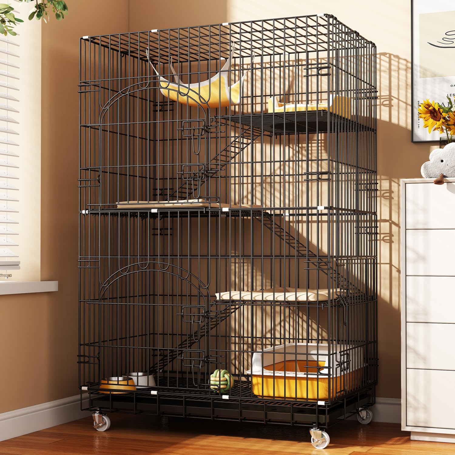 猫ケージ 猫用ケー ジ 猫ハウス 室内用 大型猫用 多頭飼い猫 移動便利 組立簡単 防錆と防食 室内飼い猫..