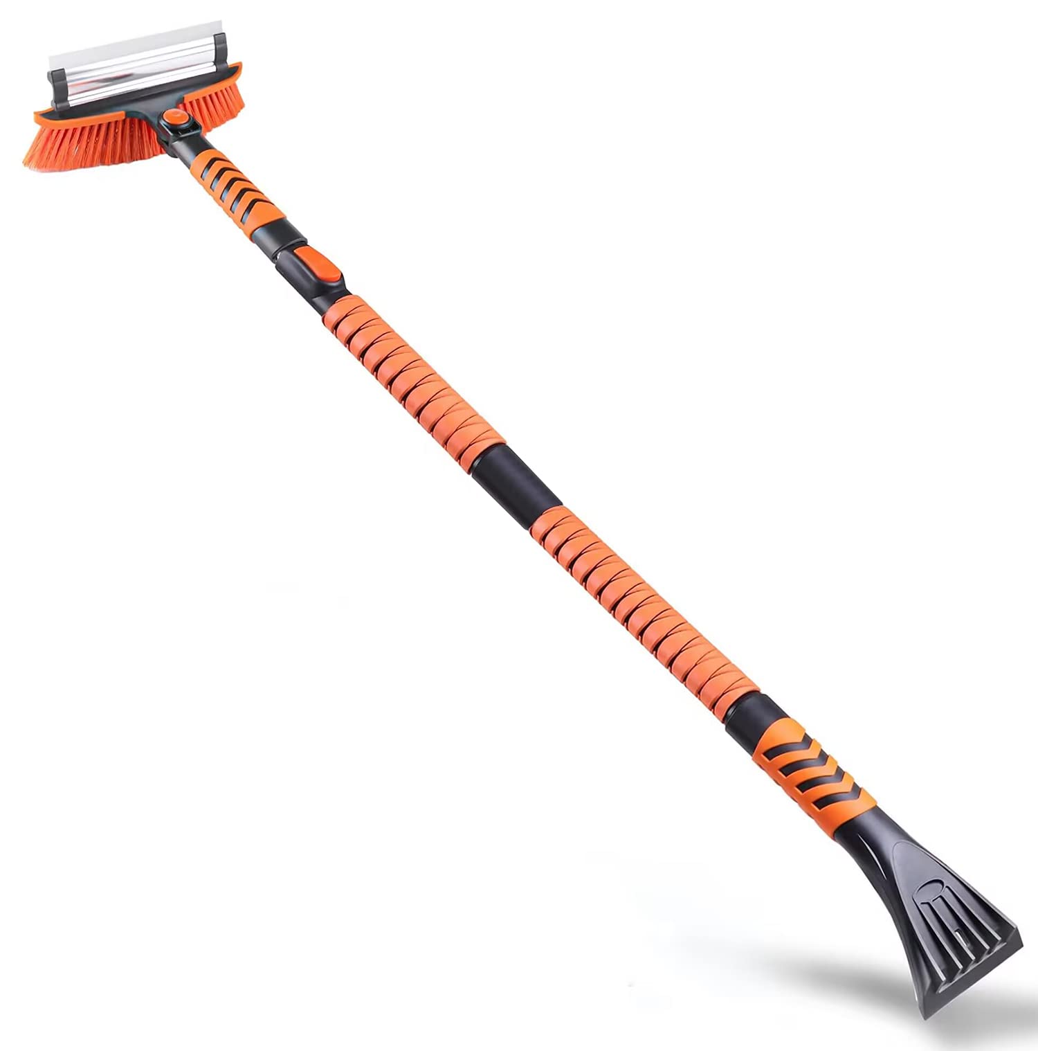 車用スノーブラシ 除雪ほうき 87-149cm 伸縮式雪ブラシ アイススクレーパー付き フォームグリップ 車 ..