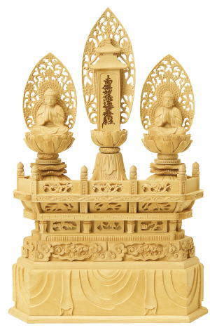 仏像 日蓮宗 ご本尊本柘植 三宝尊 0.8寸