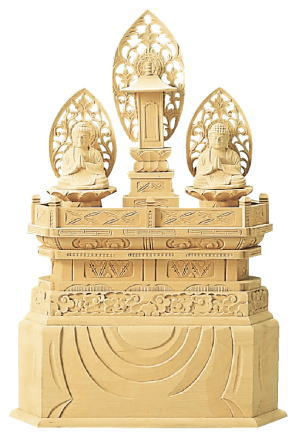 仏像 日蓮宗 ご本尊総柘植 三宝尊 0.8寸