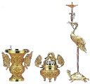 仏光寺派阿弥陀堂型三具足 金メッキ 4.0寸