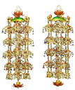 仏具 真鍮蓮傘 瓔珞 白玉淡彩色 本金メッキ・小(3号)1対