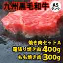 【お中元】【S】九州黒毛和牛 A5ランク 焼き肉セット【A】 300g+400g | D+2