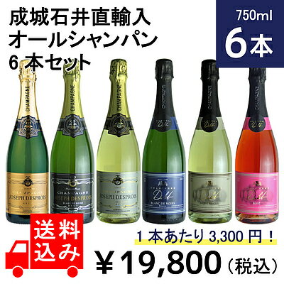 シャンパンのギフト 【送料込み】1本あたり3,300円！成城石井直輸入オールシャンパン6本セット 750ml×6本