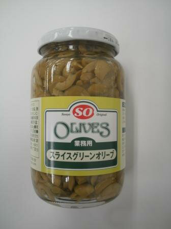 【讃陽食品】SOスライスグリーンオリーブ 瓶 390g