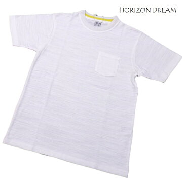 【送料無料】tシャツ メンズ HORIZON DREAM 綿100％ 快適ロングスラブ糸 半袖 Tシャツ◆ジャガードニット クルーネック◆H19-127-21T