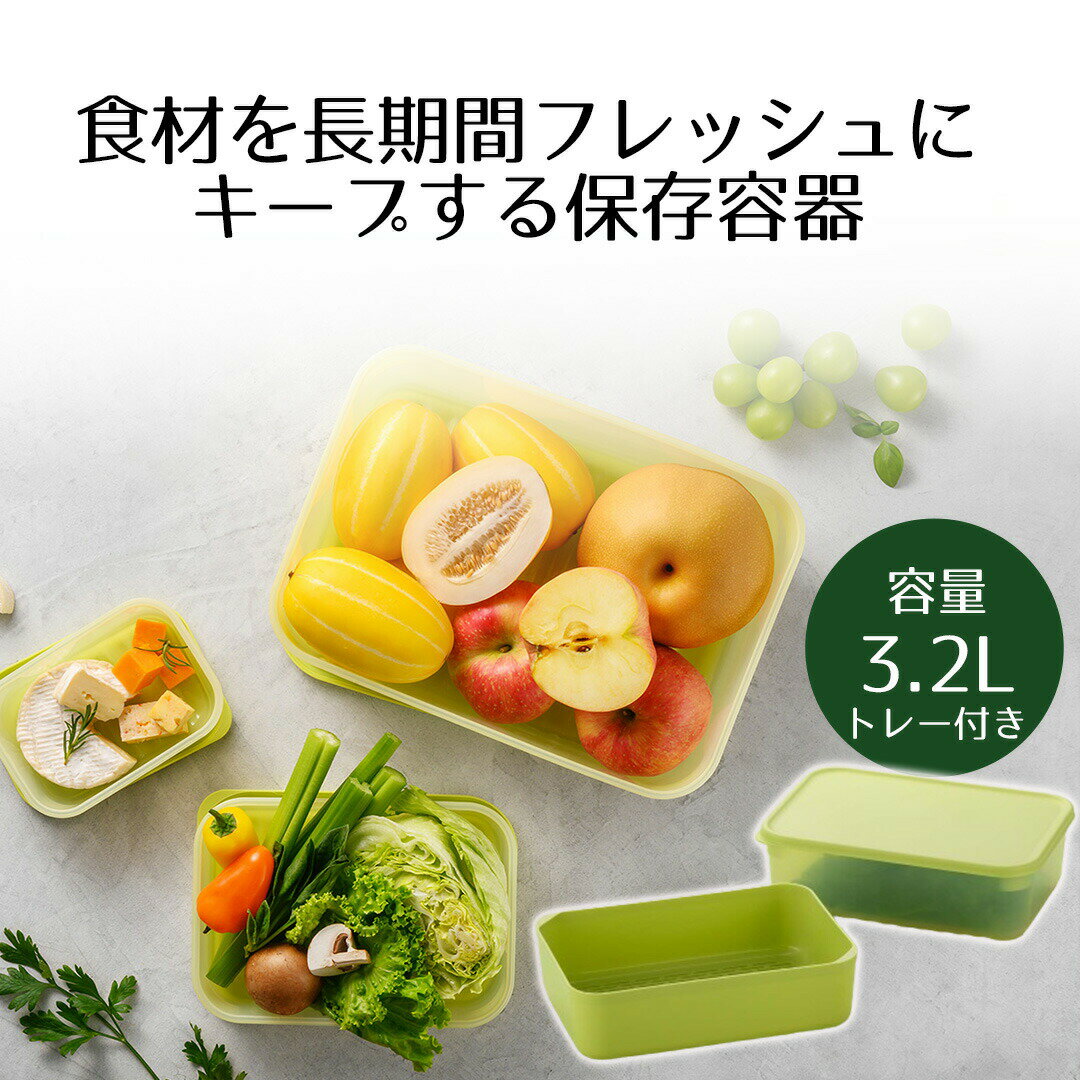 【 エントリーでポイント最大24倍 12/4(木)20:00〜12/5(金)23:59まで 】保存容器 鮮度長持ち 3.2L トレー付き 水切り ロック＆ロック | キープフレッシュ 密閉 野菜 鮮度キープ 鮮度保持 葉物野菜 鮮度 新鮮 長持ち 保存容器 保存 ストッカー スタッキング 大のサムネイル