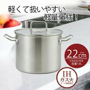 鍋 寸胴鍋 22 ストックポット 22cm ガラス蓋付 エコーズステンレス | 22センチ IH ガス火 オール熱源 直火 ih 両手なべ ふた フタ 深型 なべ 両手 ナベ 中が見える シンプル キッチン用品 新生活 ベストコ