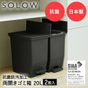 SOLOW ソロウ ペダル オープンツイン ゴミ箱 20L 2個セット ブラック | ごみ箱 ダストボックス ごみ入れ ゴミ入れ 20リットル ペダル式ゴミ箱 ゴミバコ ごみばこ トラッシュカン ごみばこ ゴミ箱 分別 スリム コンパクト ペダル式ごみ箱 キッチン 蓋つき 蓋 ふた 両方開く