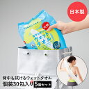 【エントリーポイント5倍7/19(土)20:00~7/26(土)01:59まで 】 防災グッズ 背中も拭ける 大判ウェットタオル 60×30cm 30個入り × 5 セット 日本製 | ウェットシート ボディシート ビッグサイズ アウトドア 身体を拭くシート 防災 ウエットタオル からだふき 便利