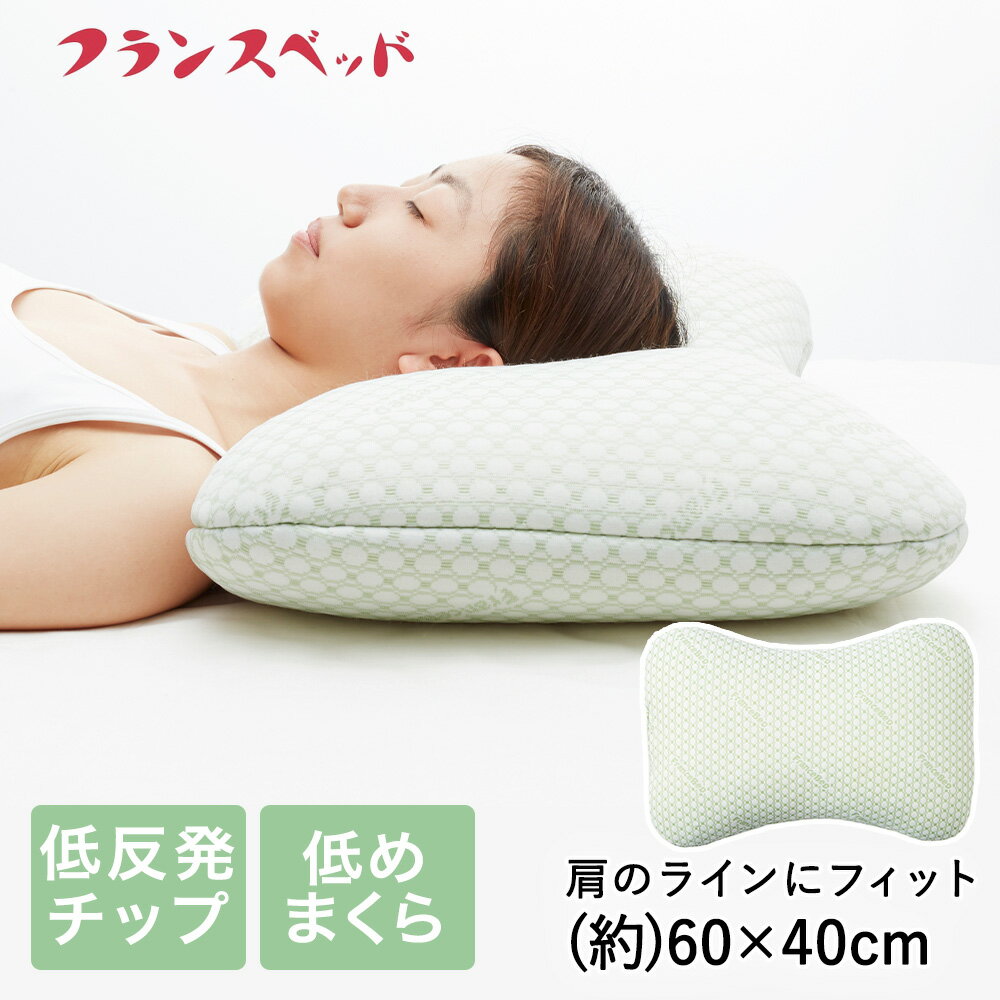 低めの枕 クイーンメモリー 低反発チップウレタン枕 フランスベッド | 枕 まくら ピロー お昼寝 マクラ 低い枕 低反発 ウレタン フィット 背中 首 快眠枕 肩こり 首こり 昼寝 寝具 通気性 ホテル仕様 両面