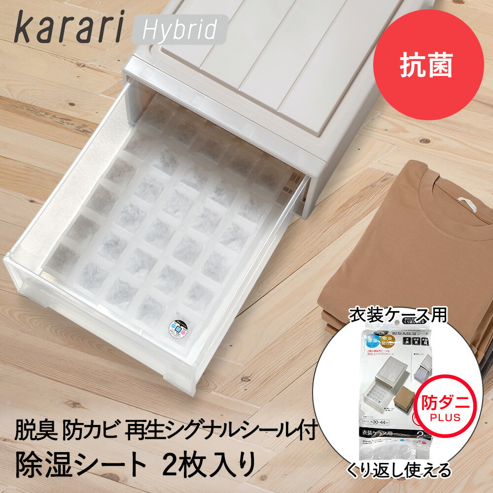 脱臭 & 除湿 シート 防ダニ 仕様 衣装ケース 用 2枚入 karari 30 × 44cm ハイブリッド HO2151 アネスティ | 除湿シート 脱臭シート 衣類 衣類用 衣類収納 衣類ケース 収納 湿気対策 抗菌 予防 湿気 吸湿 除湿剤 消臭 炭 タンス 引出し 衣替え 梅雨 湿気取り 湿気とり カビ