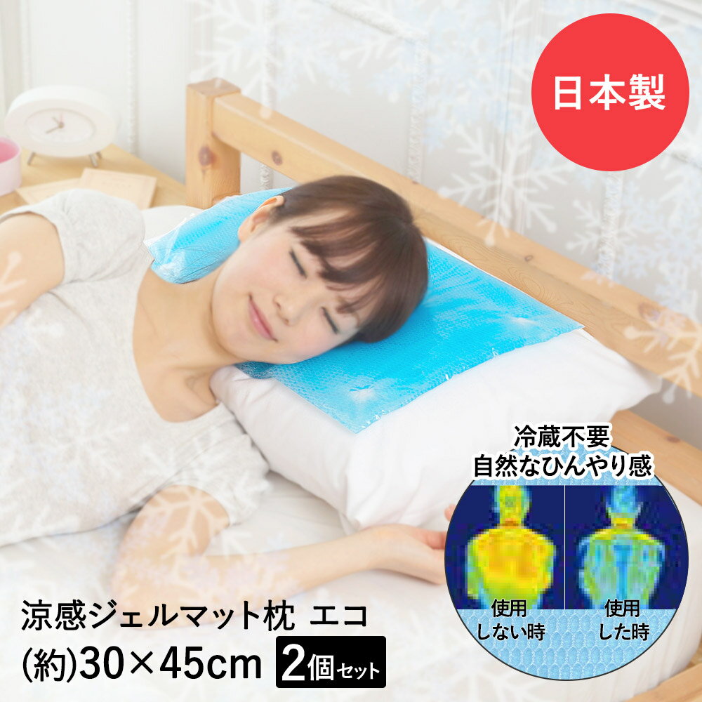 アイス枕 水枕 涼感 ジェルマット ECO 枕 45×30cm × 2個セット ユーザー 日本製 | 涼感ジェル マット 冷却マット 冷却 ひんやり ひんやりジェルマット 熱帯夜 対策グッズ 熱中症対策 暑さ対策 敷きパッド クールマット ひんやりグッズ 節電 節電対策 猛暑 冷感 快眠グッズ