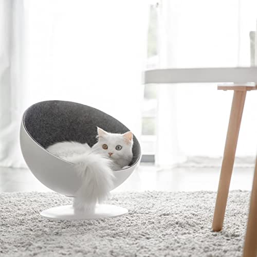 Furrytail BOSS 猫用ベッド 高床式のベッドハウスチェアソファ ボウル型の猫様椅子 360度回転システム 自立式の猫寝床 お手入れ簡単 取り外し可能 組立簡単 安定な構造 室内 41*38*37CM