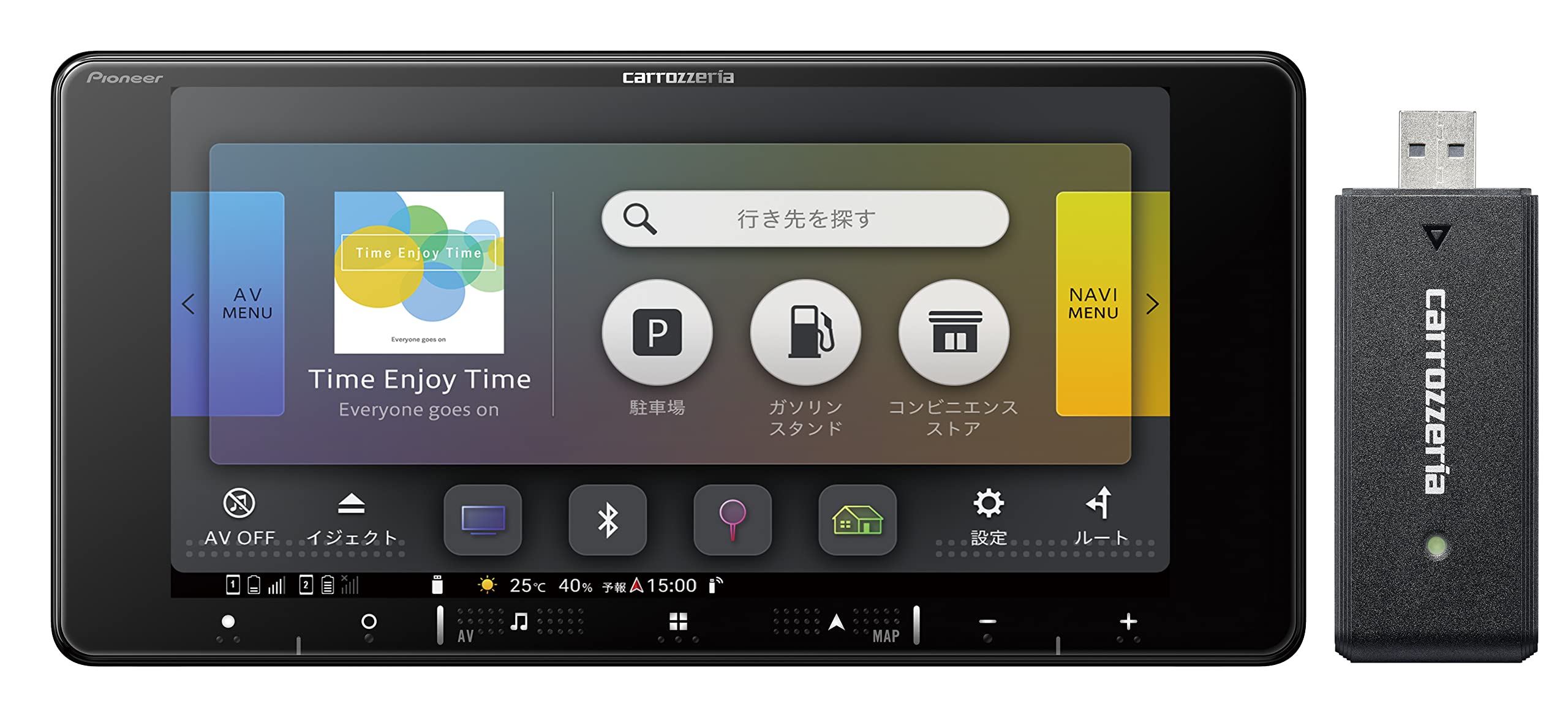 Pioneer パイオニア カーナビ AVIC-RW920-DC 7インチ 200mmワイド 楽ナビ 無料地図更新 フルセグ DVD CD Bluetooth SD USB HDMI HD画質 ネットワークスティックセット カロッツェリア