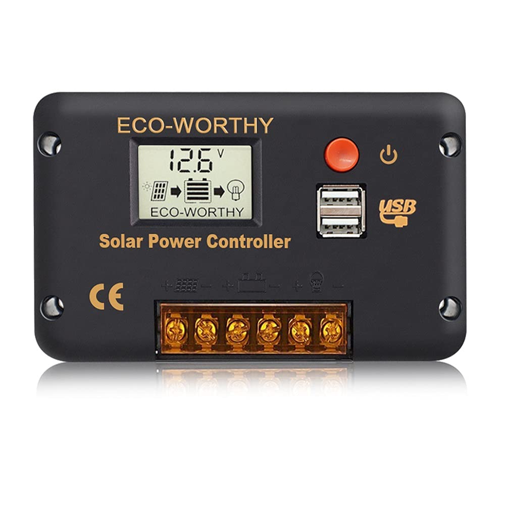 ECO-WORTHY ソーラーチャージコントローラ 30A 12V / 24Vオートス イッチバッテリレギュレータ LCDディ..