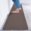 Baibu Home キッチンマット 60×180cm 無地 拭ける 撥水 滑り止め 台所マット PVC ブラウン