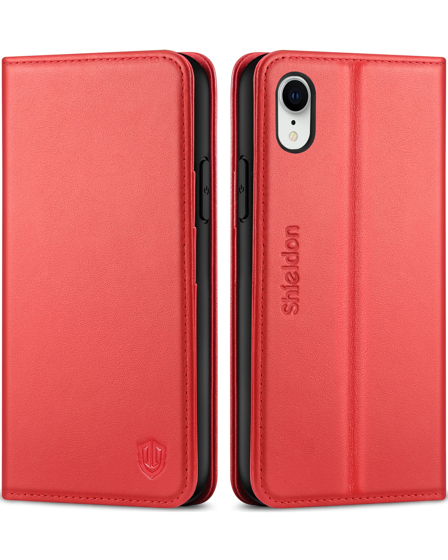 SHIELDON iPhone xr 対応 ケース 本革レザー iPhoneXR 対応 手帳型ケース ソフトTPU 衝撃吸収 [RFIDブロッキング] カードポケット マグ..