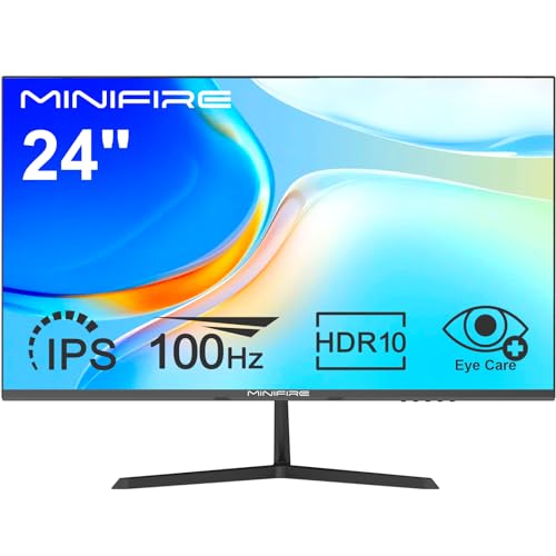 Minifire j^[ 24C` IPS fBXvC tHD HDR10 100Hz u[Cgy tbJ[t[ VESAΉ t[X HDMI/VGA/DP Xs[J[t(24X3A HDMIP[utj