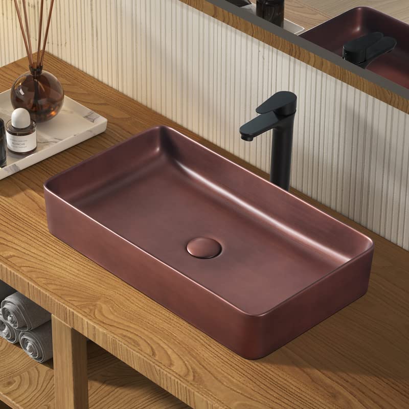 LUYI 洗面ボウル 置き型 610x350x110mm 手洗いボウル 洗面台セット レトロ赤(3)