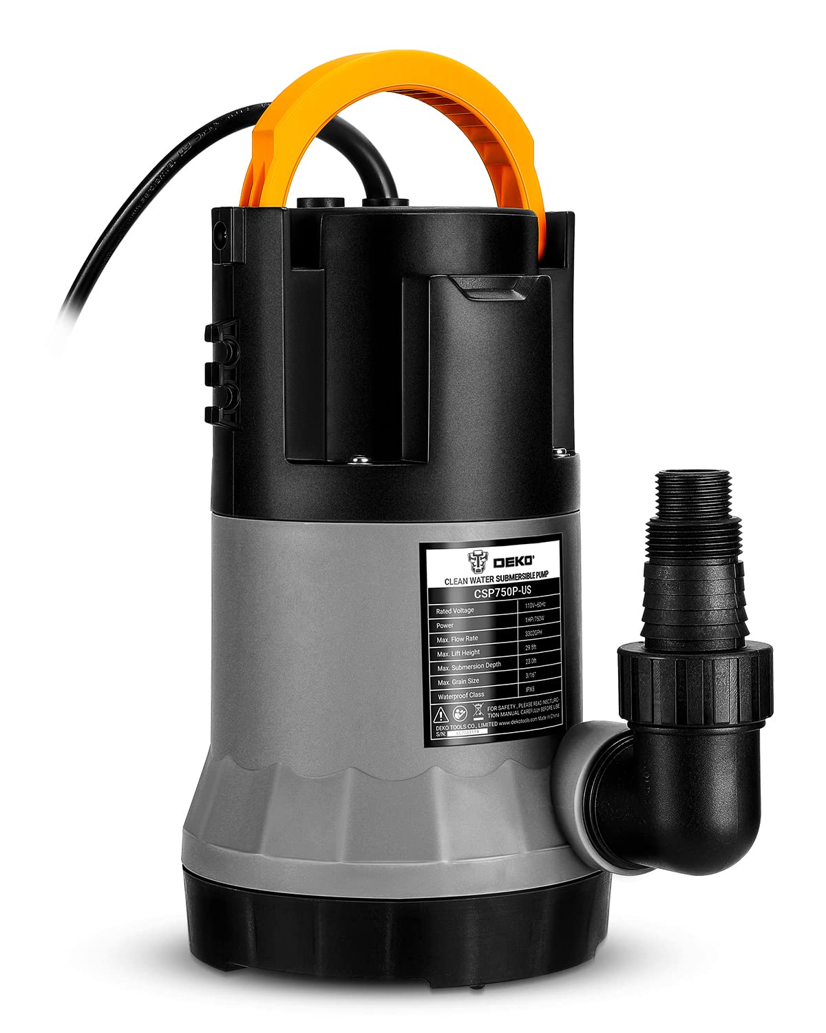 750W 水中ポンプ DEKO 底部入水式 排水ポンプ 最大吐出量12500L/H 最大揚程9M 汚水 清水用 60Hz/50Hz ..