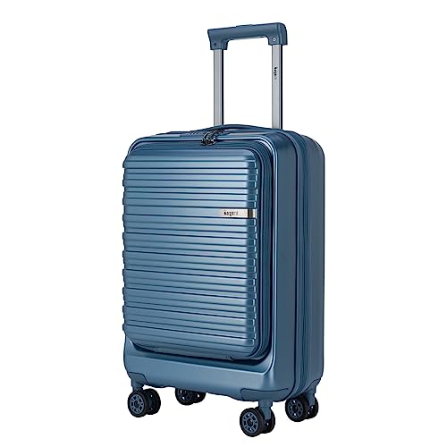 Bargiotti フロントオープン スーツケース拡張機能 機内持ち込み 大容量 軽量 日乃本キャスター YKKファスナー (Small, Blue)