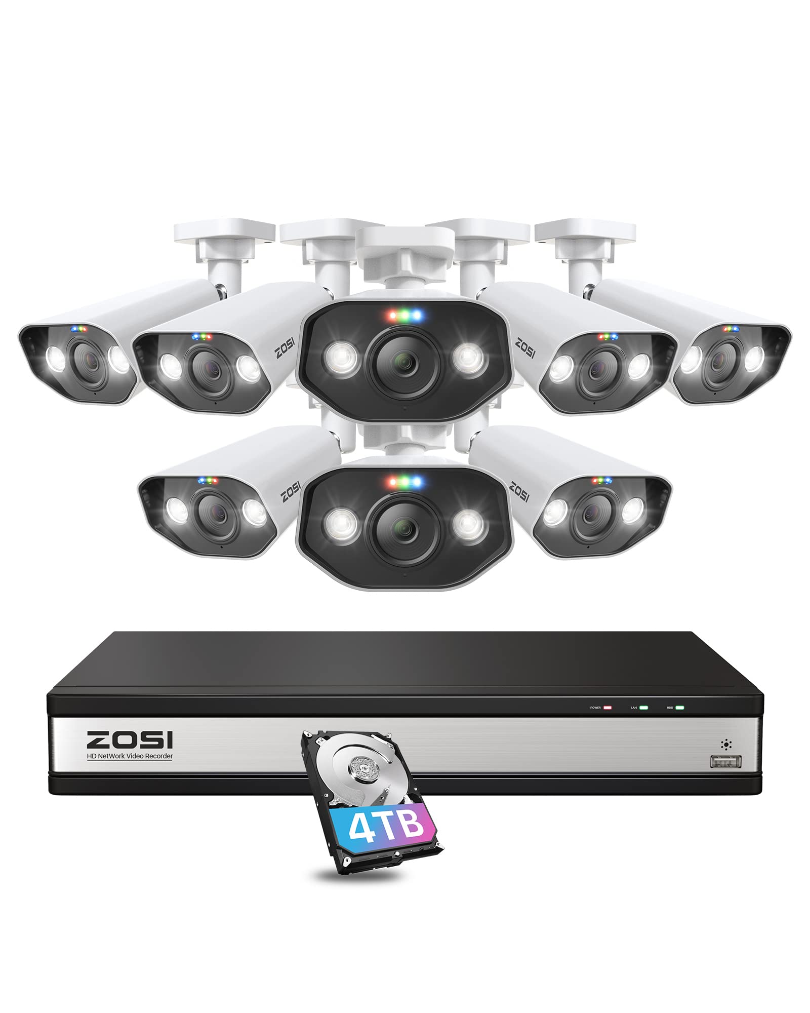 ZOSI 4k ultra hd 800 ȥpoe ƻ륫poe 800 poeȥ8楻å 4k poeȥ 8° poe H.265+poeȥ쥳 16ch hdd4tb¢ 800