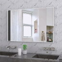 BEAUTME 洗面鏡 浴室鏡 壁掛け鏡 姿見鏡 全身鏡 アルミ 壁掛けミラー おしゃれ 鏡 洗面所 化粧 玄関 お風呂 ウォールミラー 白い,91.5x61xm