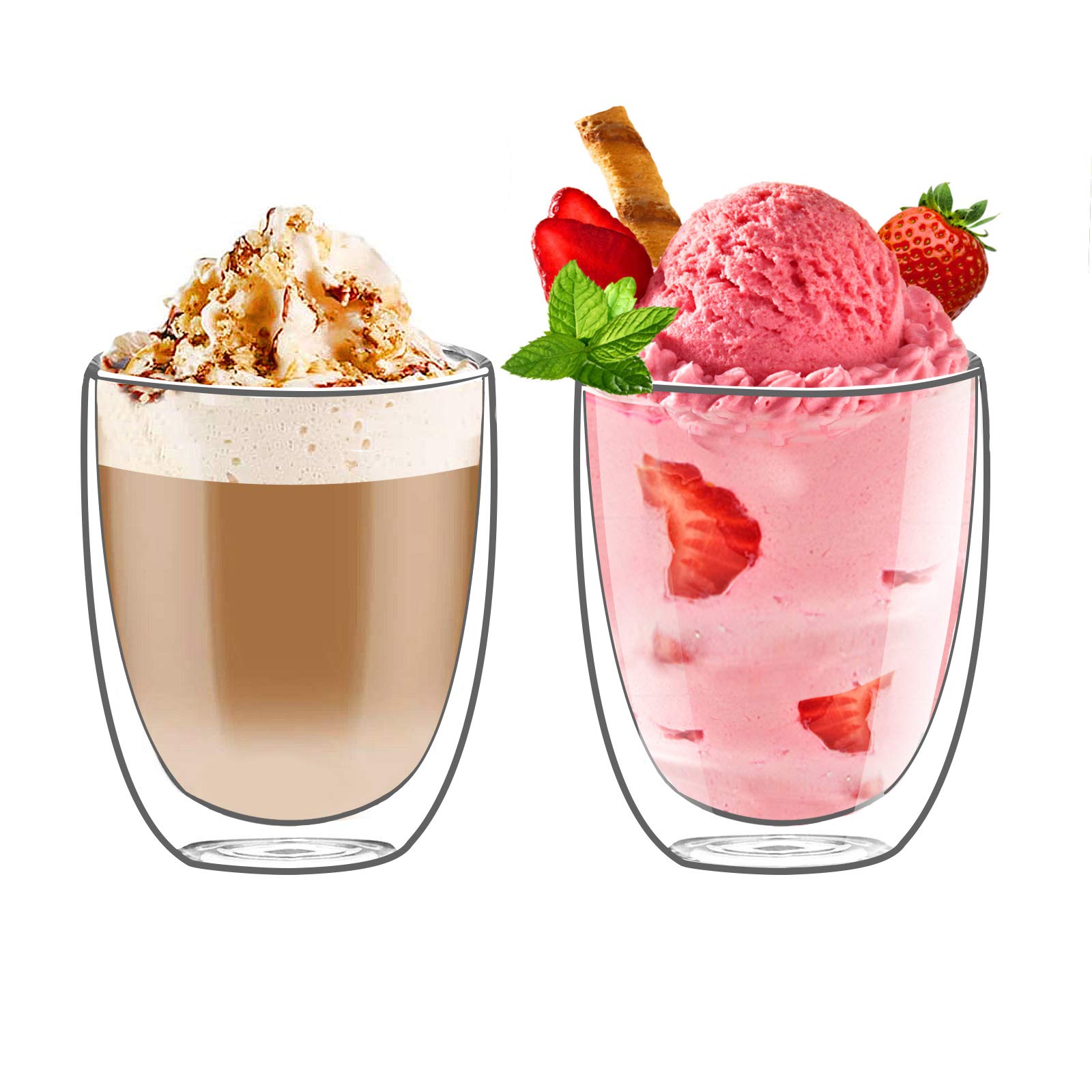 Absdefen ダブルウォール グラス 耐熱 二重 グラス エッグシェルカップ コップ コーヒー 保冷 保温 透明 結露しない マグカップ タンブラー カップ 耐熱ガラス グラスコップ ティーカップ おしゃれ ギフト ガラス食器 食洗機対応 キッチン用品のサムネイル