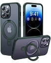 【利便性・スタンド・Magsafe】CASEKOO iPhone14Pro 用 ケース 隠し収納式 米軍MIL規格 耐衝撃 スマホケース 薄形半透明 マット仕上げ 指紋防止 ストラップホール付き ワイヤレス充電対応 2023年新型 アイフォン 14pro