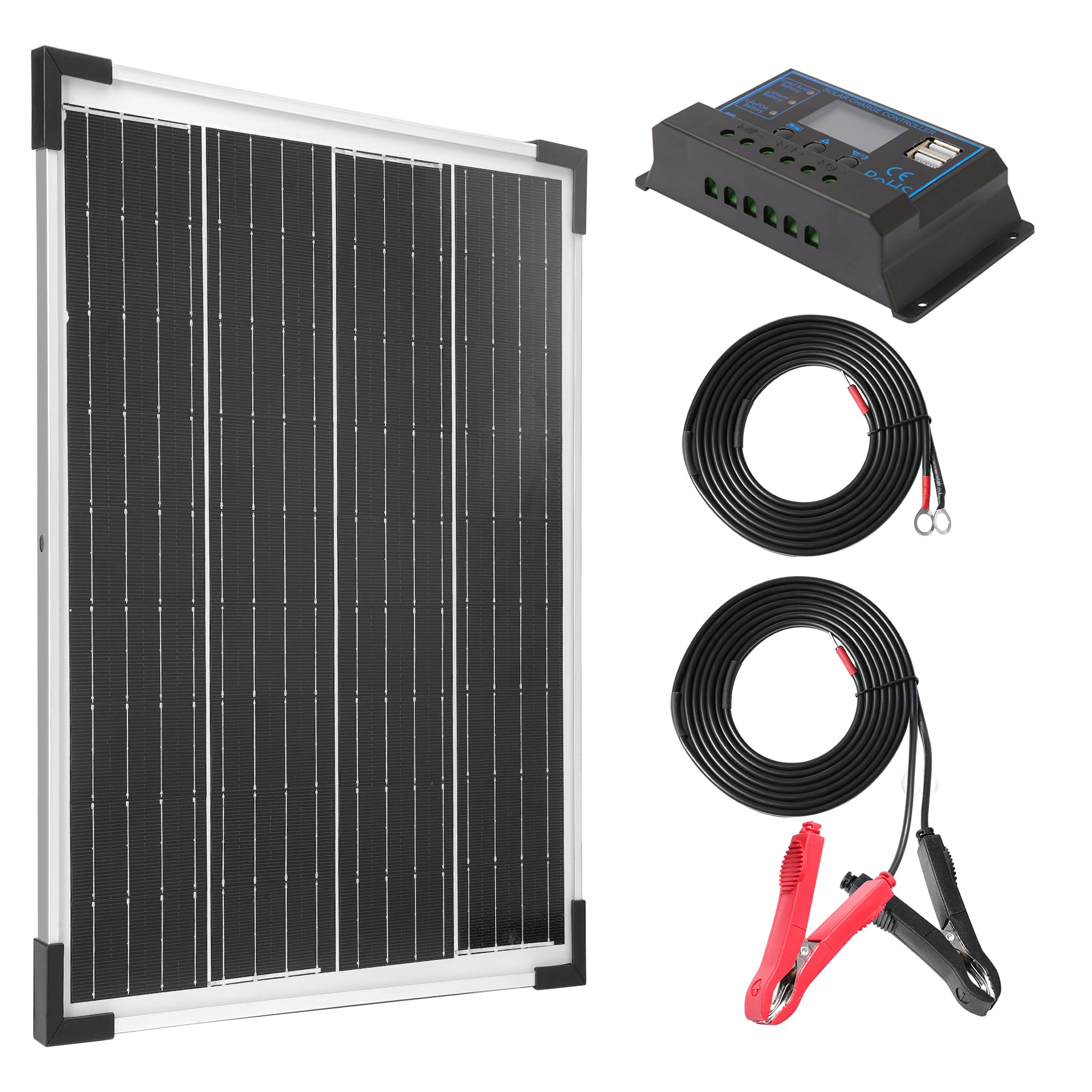 Nicesolar 20W ソーラーパネルキット ソーラーパネル 20W 12v 単結晶 + 20Aチャージコントローラー 23％超高効率 PERC 高性能 太陽光パネル 太陽光チャージ 小型 耐蝕性 災害対策 RV キャンピングカー 小屋 キャビン 12