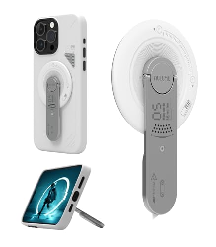 Aulumu G05 4イン1 多機能磁気電話スタンド/グリップ/ホルダー 調節可能な携帯電話キックスタンド 360°回転 MagSafe電話ハンドホルダー対応 iPhone 14/13/12シリーズ用 (ホワイト)