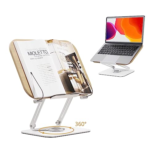 POLESTOブックスタンド 卓上 木製 筆記台 書見台 本立て、高さ・角度調整可能、折りたたみ式&持ち出し、スタディルーム、オフィス、キッチン、学校向け 子供...