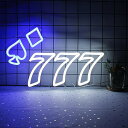 777ネオンサイン 壁の装飾ポーカーネオンサイン エンジェルナンバーのネオンライトサイン ホワイトブルースペードLEDサイン ベッドルーム マンケーブカジノクラブ パーティーの装飾のためのラッキーセブンネオンライト