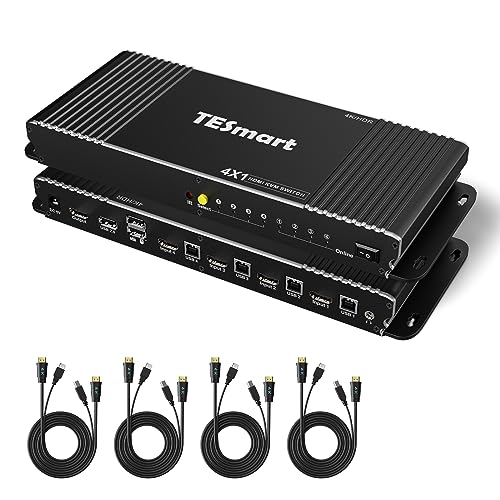 TESmart KVMスイッチ 4入力1出力 KVM HDMI 4ポート切替器4PC用 高級アルミ合金モデル 壁掛け可能 4K@60..