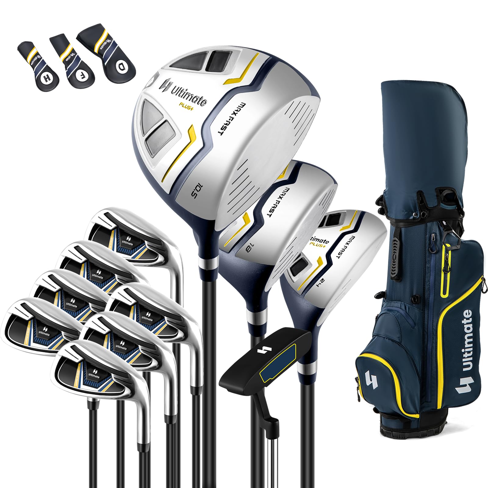 GYMAX ゴルフクラブセット メンズ 右用 クラブ11本 ヘッドカバー3本 専用キャディバック 高性能 ゴルフ..